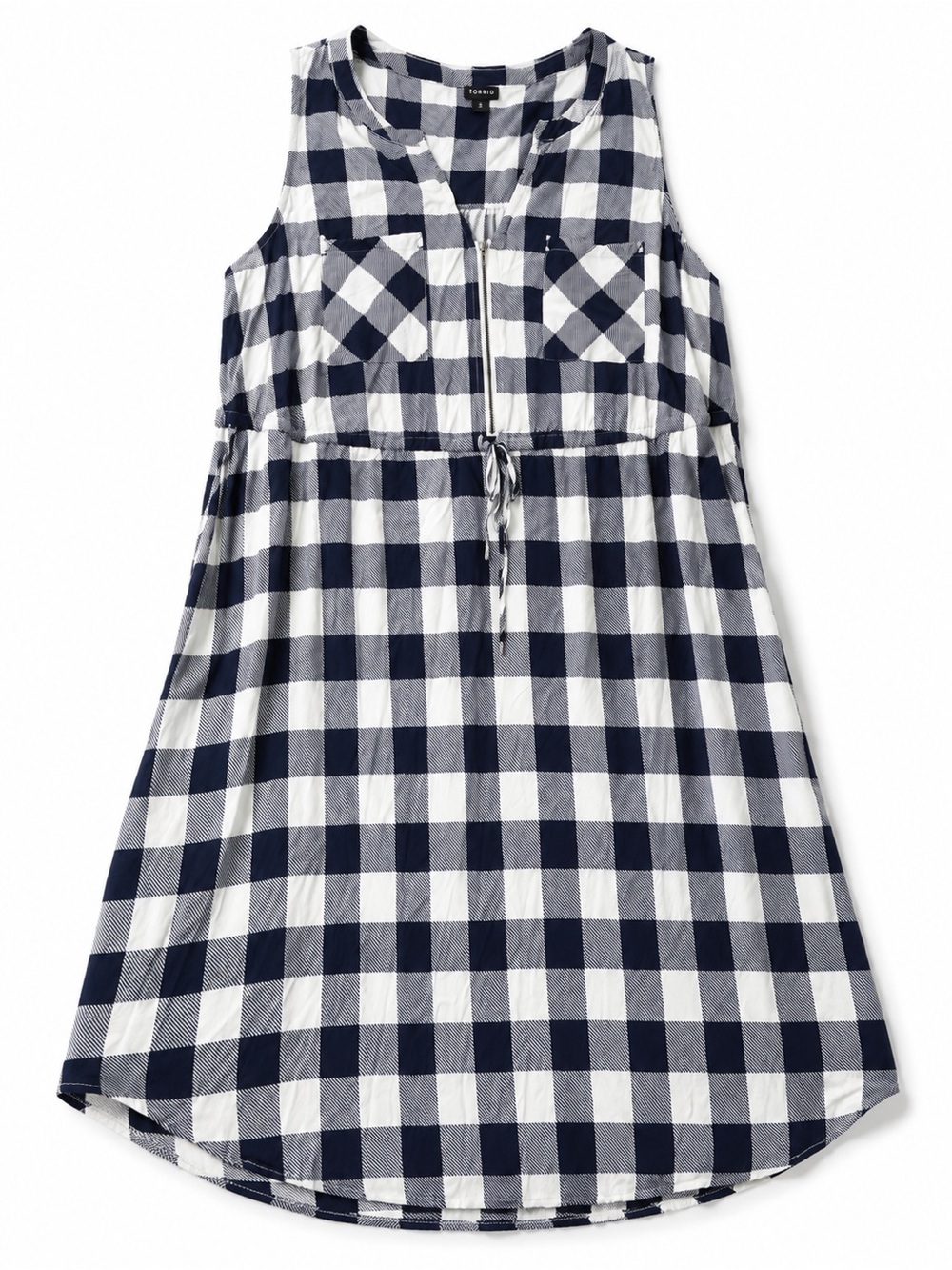 Torrid 3 Buffalo Plaid Midi Dress Navy White Sleeveless Plus Size 3X - Picture 3 of 11